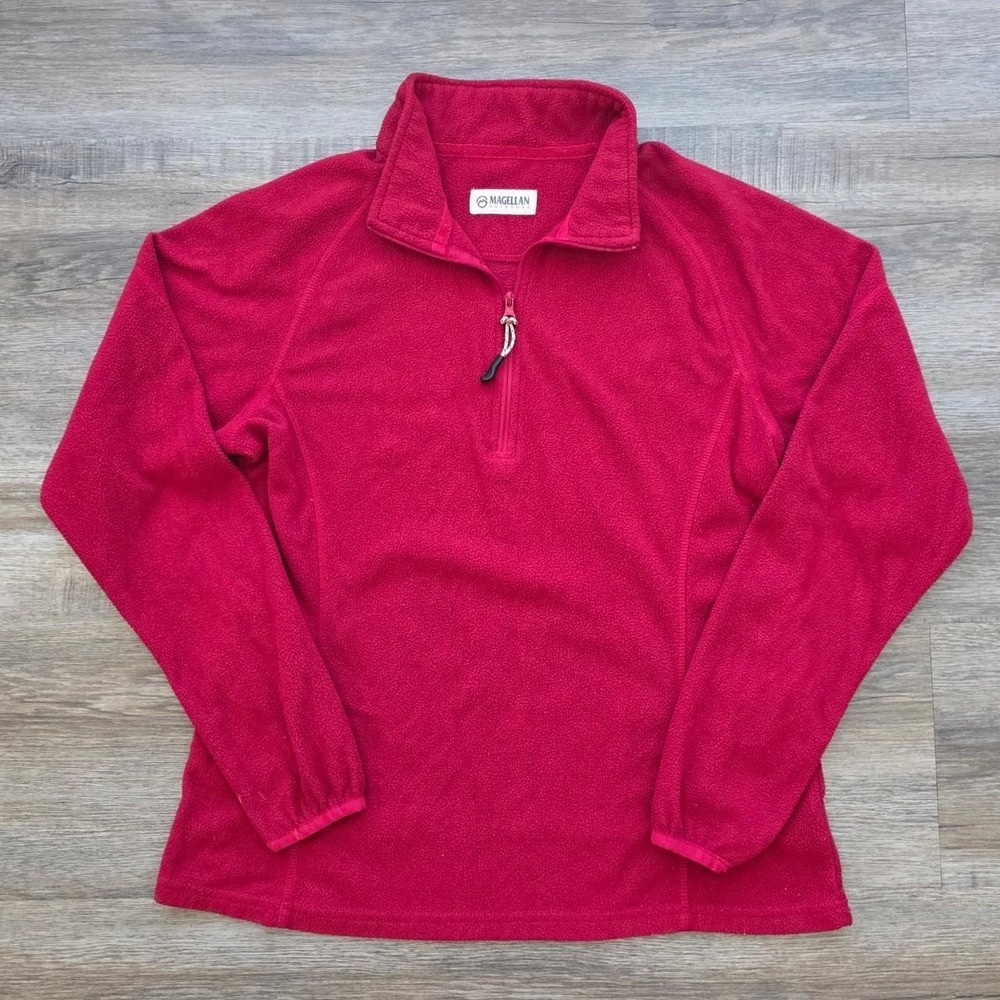 Magellan Women Red 1/4 Zip Fleece Pullover Sweater S Magenta Hiking Gorpcore